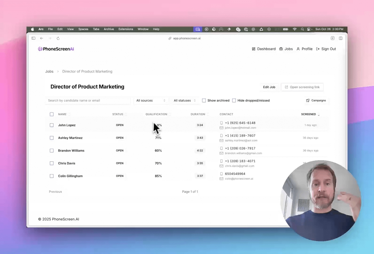 PhoneScreen product demo